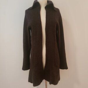 Zinity Dark Brown Wool Cardigan Jacket